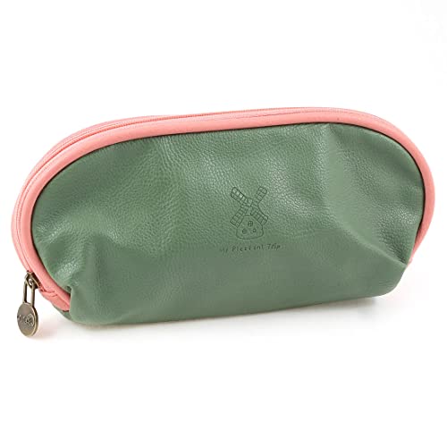 Ruilogod Damen Grün Zip Up Schädel-Druck-Leder-Körperpflege-Kosmetik-Beutel von Ruilogod