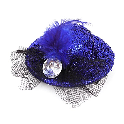 Ruilogod Damen-Hut-Form Bowknot Bling Tinsel Dekor Alligator Haarspange Blau von Ruilogod