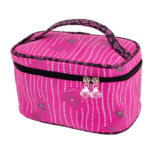 Ruilogod Damen Kristall Akzent Druck Reißverschluss Einzelschicht Aufbewahrungskoffer Reisen Makeup Kosmetiktasche Fuchsie Ruilogod Damen Kristall Akzent Druck Reißverschluss Einzelschicht Aufbewahrungskoffer Reisen Makeup Kosmetiktasche Fuchsie von Ruilogod