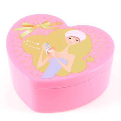 Ruilogod Damen Multi Gitter Pfirsich Herzform Kunststoff Kosmetiktasche Aufbewahrungsbox von Ruilogod