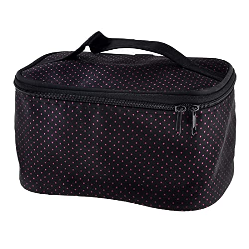 Ruilogod Damen Nylon Futter Fuchsia Mini Punkte Muster Kosmetiktasche W Mini Spiegel Ruilogod Damen Nylon Futter Fuchsia Mini Punkte Muster Kosmetiktasche W Mini Spiegel von Ruilogod