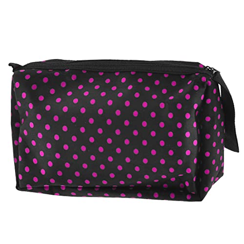 Ruilogod Damen Reise Tragbare Reißverschluss Fuchsia Schwarz Polyester Make-up-Tasche von Ruilogod