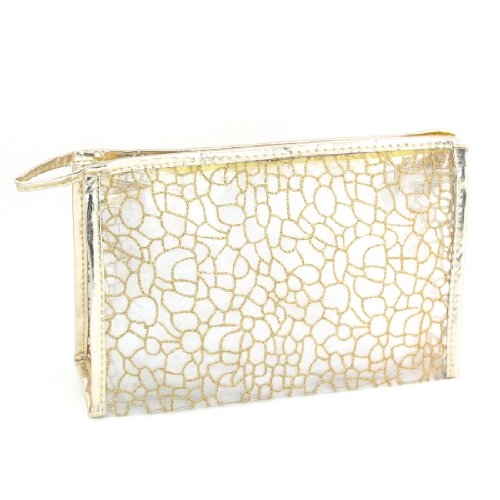 Ruilogod Damen Reißverschluss Gold Tone Glittery Puder Steinblock Druck Kosmetiktasche von Ruilogod