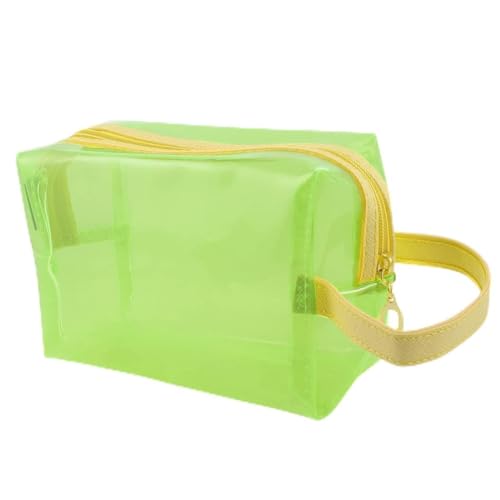 Ruilogod Damen Reißverschluss klar grüne gelbe kosmetische Eyekrack-Halter Handsack 8.4 "Länge von Ruilogod