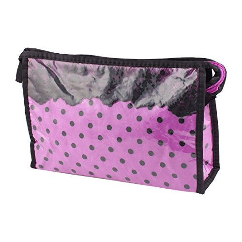Ruilogod Damen Rundpunkte Muster Muster Meshy Spitze Reißverschluss Verschluss Make-up Handtasche Kosmetiktasche lila schwarz von Ruilogod