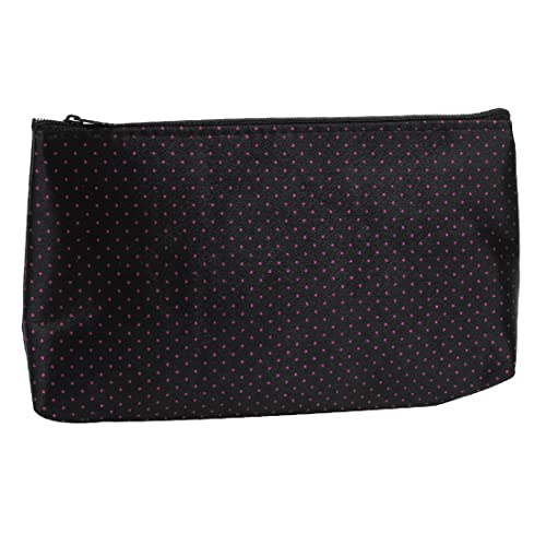 Ruilogod Damen Schwarz Reißverschluss Cosmetic Bag Container Fuchsia w Spiegel von Ruilogod