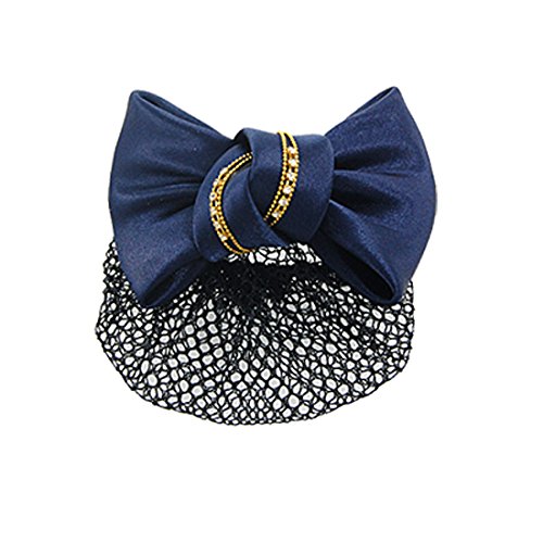 Ruilogod Damen Strass Detail Blue Bowknot Barrette Haarspange Snood Net von Ruilogod
