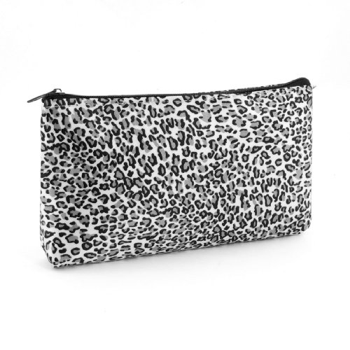 Ruilogod Damen-Weiß-Grau-Schwarz-Leopard-Muster Zip Up Cosmetic Bag w Spiegel Ruilogod Damen-Weiß-Grau-Schwarz-Leopard-Muster Zip Up Cosmetic Bag w Spiegel von Ruilogod