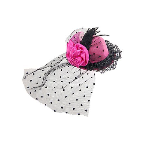 Ruilogod Damen heiße rosa rosen detail fuchsia mini top hut haarclip von Ruilogod