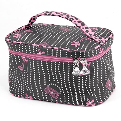 Ruilogod Damen hell braune Puder Glitter dekor reißverschluss up kosmetische Make-up Tasche w Spiegel Ruilogod Damen hell braune Puder Glitter dekor reißverschluss up kosmetische Make-up Tasche w Spiegel von Ruilogod