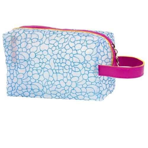 Ruilogod Damen klare blau glitzernde floral wasserdichte Reißverschluss Makeup Case Taschenhalter von Ruilogod