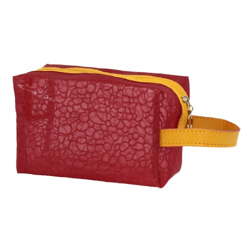 Ruilogod Damen klare rote glitzernde Florale wasserdichte Reißverschluss Makeup Case Taschenhalter von Ruilogod