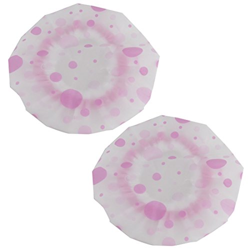 Ruilogod Damen rosa dot muster weiße spitze trim kunststoff bading cap 2 stücke von Ruilogod