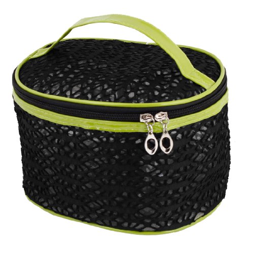 Ruilogod Damen schwarzer Reißverschluss Kosmetik-Makeup-Tasche Beutel W-Spiegeln von Ruilogod