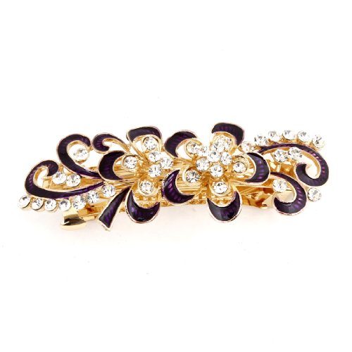 Ruilogod Dark Purple Strass Intarsien Swirl Blumenspange Französisch Haarspange von Ruilogod