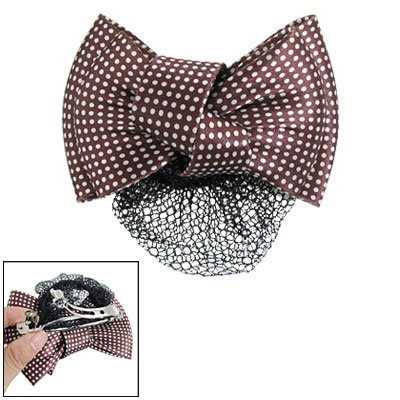 Ruilogod Dot Print Brown Doppel Bowknots Haarspange für Frauen von Ruilogod