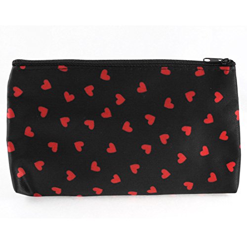Ruilogod Druck-Herz-Zip Up Woman Make-up kosmetische Halter-Beutel-Beutel-Schwarz von Ruilogod