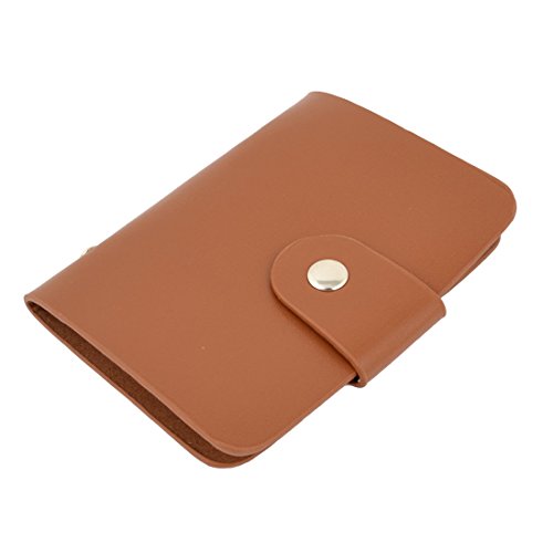 Ruilogod Drücken Sie die Taste 24 Slots Faux Leder Kartenhalter Brieftasche Kaffeefarbe von Ruilogod