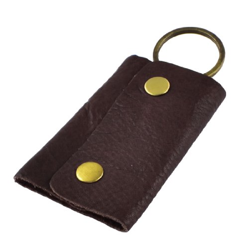 Ruilogod Dunkelbraune lichee muster rechteck faux leder schlüsselring taste tasche case halter von Ruilogod