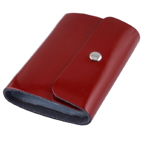 Ruilogod Dunkelrote Kunstleder-Druckknopf-Taste 26 Blatt Kreditkarteninhaber von Ruilogod