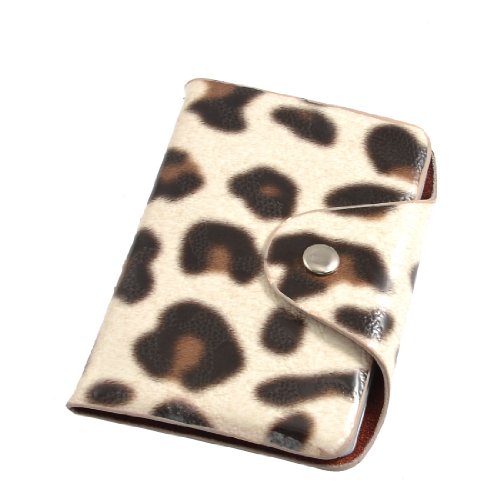 Ruilogod Elfenbein Grey Faux Leder Leopard Muster Bank Kreditkartenfall Inhaber von Ruilogod