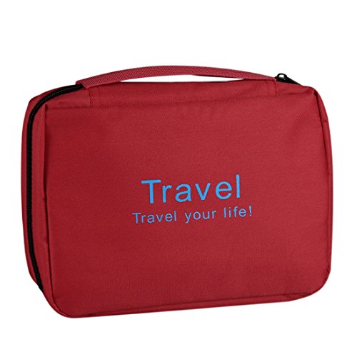 Ruilogod Erweiterbarer hängender Organizer Waschbeutel Toilettenartikel Toilette Toilettenartikel Toilettenartikel Reisen Make-up Fall rot von Ruilogod