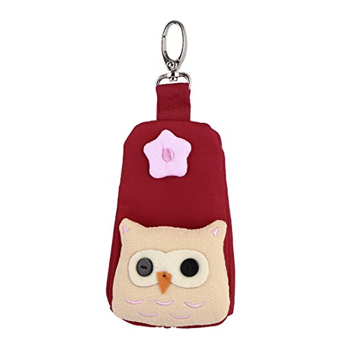 Ruilogod Eule Head Decor Hummer Schließe Reißverschluss Key Münzbeutel Geldbörse Brieftasche Rot von Ruilogod