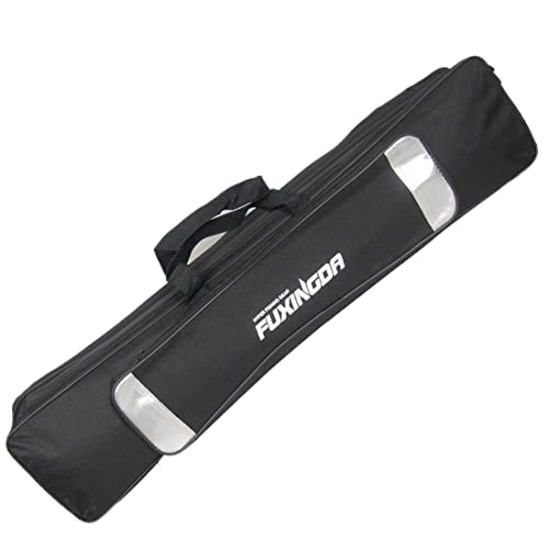 Ruilogod Faux Leder Rim Nylon Hand Tragen Sie 3-Fach-Reißverschluss Angelrutenbeutel schwarz von Ruilogod
