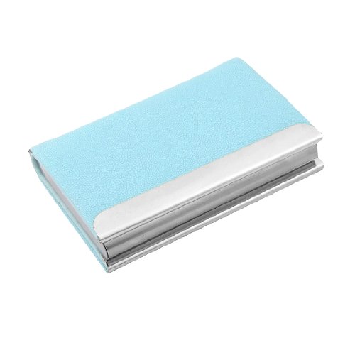 Ruilogod Faux-Lederbeschichtete Magnetic-Metall-Visitenkarten-Fallhalter hellblau von Ruilogod