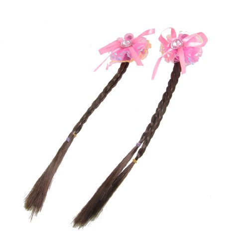 Ruilogod Französisch Clip Strass Decor Rosa Blume Flechte Perücke Für Mädchen von Ruilogod
