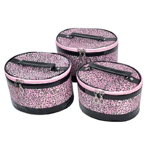 Ruilogod Frau 3 in 1 Rosa Black Leopard Muster Dual Reißverschluss Kosmetiktasche Beutel W Mirror von Ruilogod