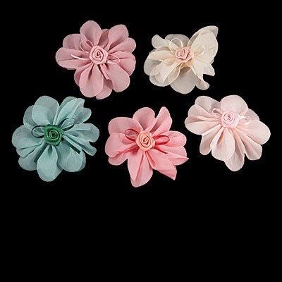 Ruilogod Frau 5 Stück farbige gekräuselte Chiffon-Blumen-Akzent-Alligator-Haarspange von Ruilogod