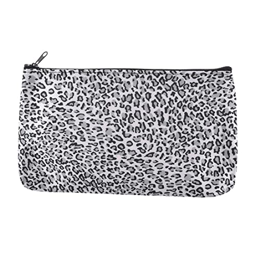 Ruilogod Frau Grauer Leoparden-Gedruckter Faux-Leder-Futter-Kosmetiktasche von Ruilogod