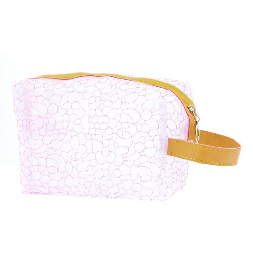 Ruilogod Frau Metallgewinde Blume Muster Meshy Makeup Kosmetiktasche Halter Klar Lila von Ruilogod
