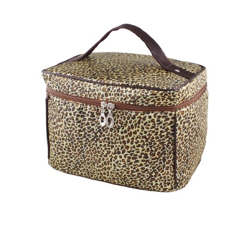 Ruilogod Frau Reißverschluss Black Leopard Muster Spiegel Taschen Kosmetische Make-up-Tasche von Ruilogod