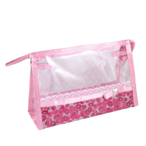 Ruilogod Frau Rosa Transparent Argyle Floret Gedruckt Polyesterrahmen Spitze Kosmetik-Make-up-Tasche von Ruilogod