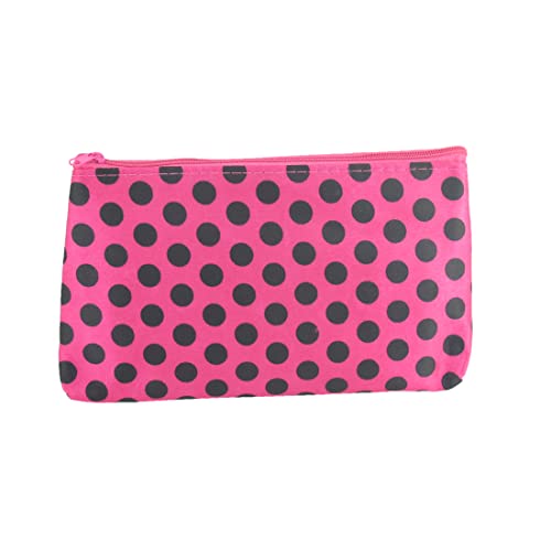 Ruilogod Frau Zipper-Wasser-Beweis Futter Rectabgle Cosmetic Bag Black Fuchsia von Ruilogod