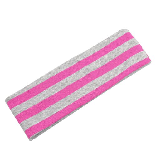 Ruilogod Frau grau Fuchsia Streifen Design Elastische Sport-Stirnband-Schweißband 2-tlg von Ruilogod