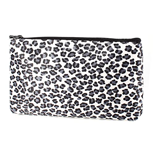 Ruilogod Frau schwarz grau Leopard Muster wasserdicht Zip up kosmetische Tasche weiß Ruilogod Frau schwarz grau Leopard Muster wasserdicht Zip up kosmetische Tasche weiß von Ruilogod