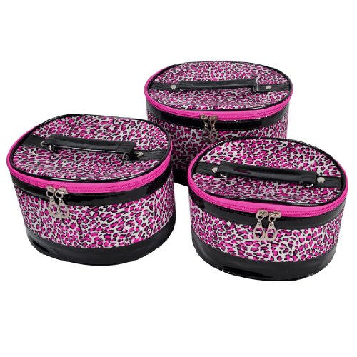 Ruilogod Frauen 3 in 1 Fuchsia Black Leopard Print Nylonfutter Kosmetische Make-up-Tasche Geldbörse Ruilogod Frauen 3 in 1 Fuchsia Black Leopard Print Nylonfutter Kosmetische Make-up-Tasche Geldbörse von Ruilogod