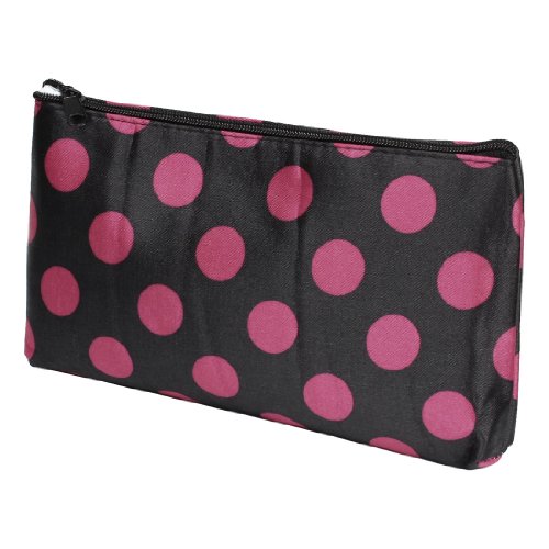 Ruilogod Frauen 7.5 "Breite Magenta Punkte drucken schwarzer Reißverschluss Kosmetiktasche von Ruilogod