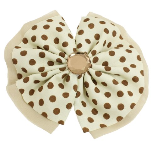 Ruilogod Frauen Beige Brown Nylon Bogenfaux-Kristallkorn Dekor Haarspange Clip von Ruilogod