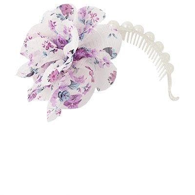 Ruilogod Frauen Chiffon Blumenimitation Perle Dekor Weißer Kunststoff Haar Kamm Clip von Ruilogod