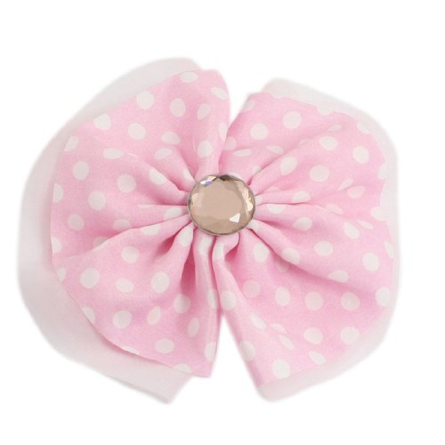 Ruilogod Frauen-Geschenk punktierte Ruched Bowknot Spange Haarspange Weiß Rosa von Ruilogod