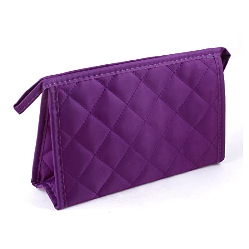 Ruilogod Frauen Gitter Muster Reißverschluss herauf Make-up Kosmetiktasche Organizer Handtasche lila von Ruilogod