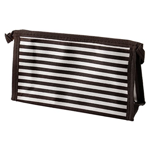 Ruilogod Frauen Kaffee Farbe Weiß Nylon Zip Up Striped Pflege Cosmetic Bag von Ruilogod