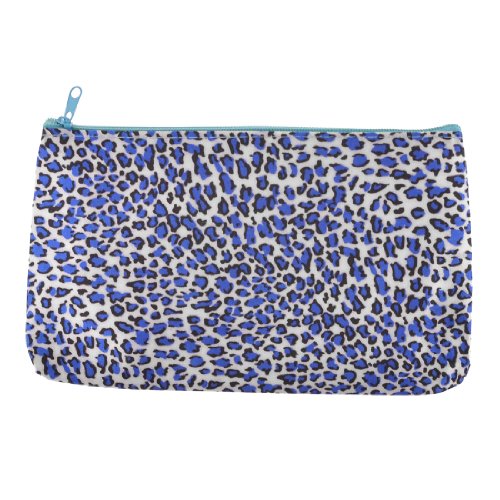 Ruilogod Frauen Leopardenmuster blau Reißverschluss herauf Make-up Kosmetiktasche Packung von Ruilogod