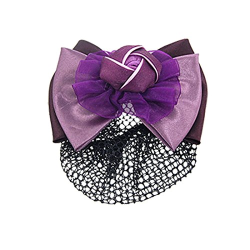 Ruilogod Frauen Lila Blumebowknot Dekor Spange Haarspange w Haarnetz von Ruilogod