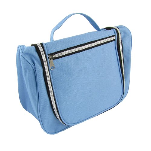 Ruilogod Frauen Mann Hellblaue Nylon Multi-Taschen Reißverschluss Kosmetiktasche von Ruilogod