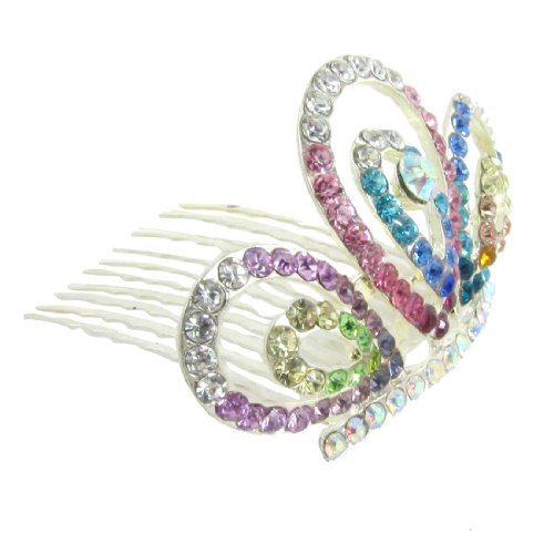 Ruilogod Frauen Metall Haarband Bunte Strass Dekor kleine Krone Arthaarkammclip Ruilogod Frauen Metall Haarband Bunte Strass Dekor kleine Krone Arthaarkammclip von Ruilogod
